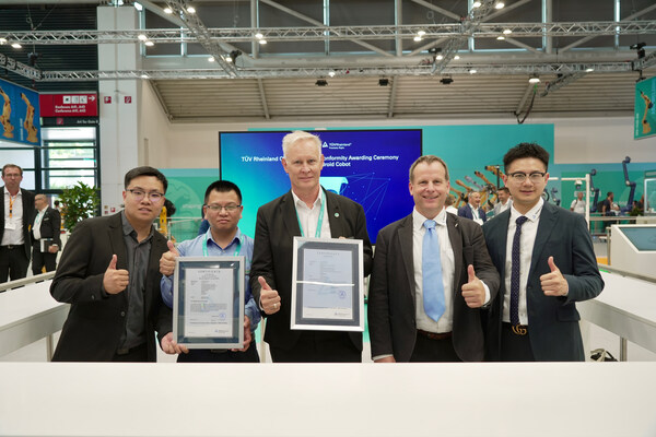 埃斯顿酷卓协作机器人获TÜV莱茵颁发欧标安规符合性证书及电磁兼容指令符合性证书